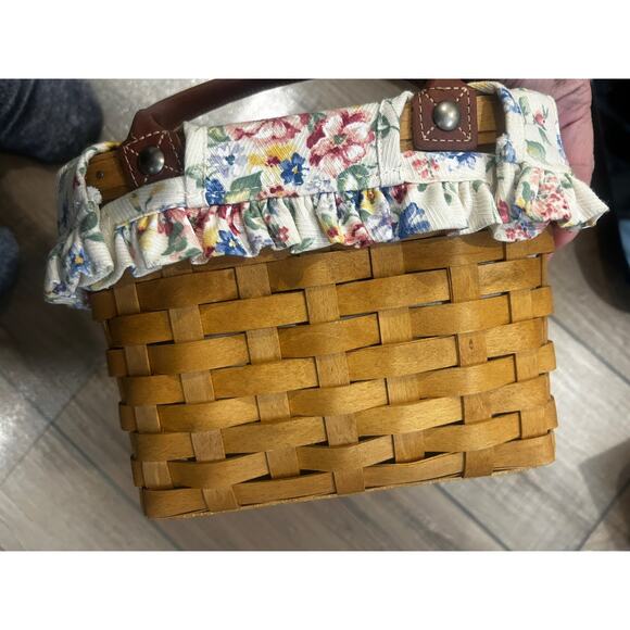 Longaberger Small Boardwalk Purse Basket Spring Floral liner Combo & protector - Picture 3 of 6